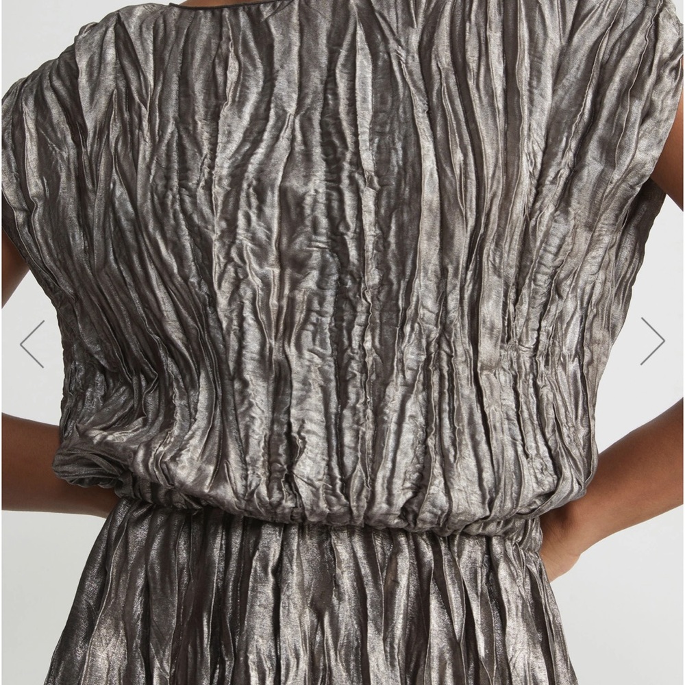 Lafayette 148 New York Silver and Black Pleated Maxi Dress - Picture 7 of 8